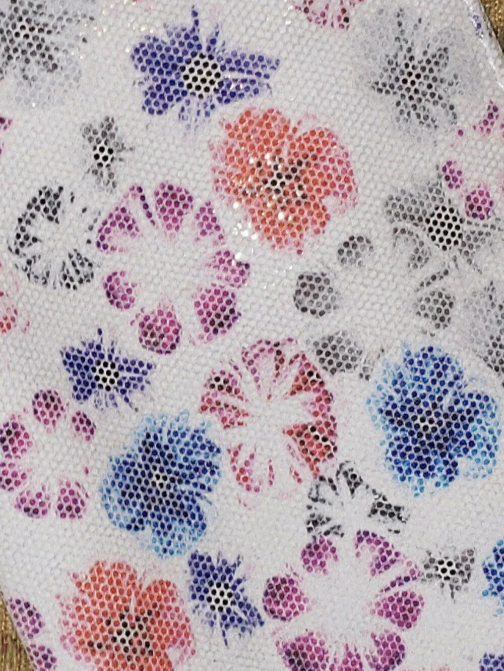 Befen White Leather Pouch With Colorful Floral Design